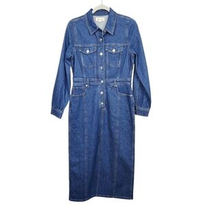 Madewell Denim Midi Shirt Dress Blue Jean Vintage Inspired Cotton Womens Size 6